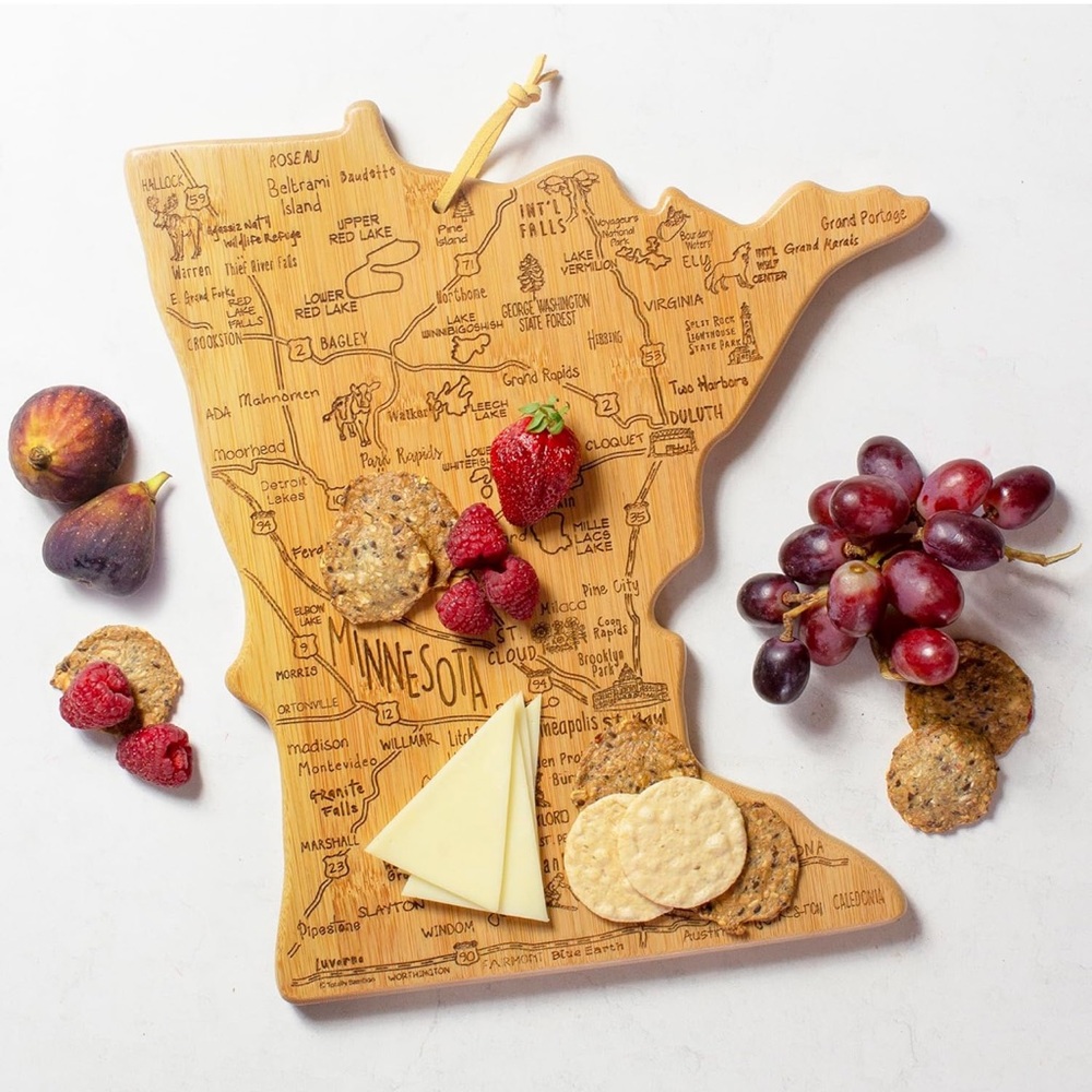 Totally Bamboo Destination Minnesota State Shaped Serving and Cutting Board